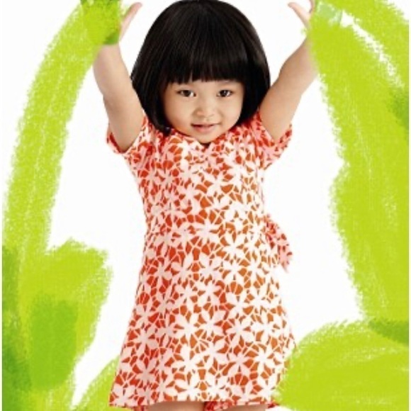 DVF baby gap oranges and white floral print side tie romper in size 4 - Picture 7 of 8